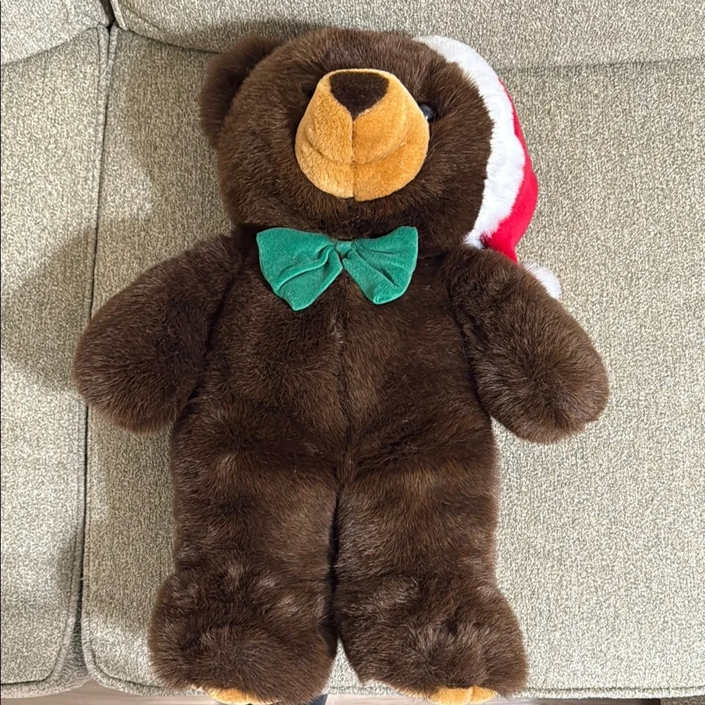 JC Penney Christmas Brown Teddy Bear Plush 24" Santa Hat Soft Stuffed Toy Gift - Picture 10 of 12
